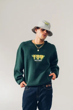 A Thousand Futures 'Happy Family' Knit Sweater - Forest Green
