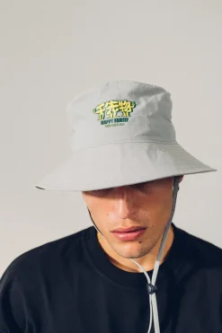 A Thousand Futures 'Happy Family' Wide Brim Bucket Hat - Nylon Grey