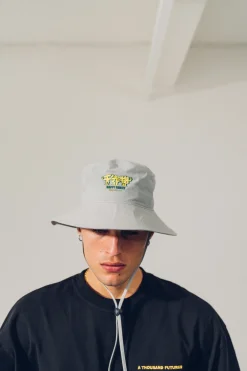 A Thousand Futures 'Happy Family' Wide Brim Bucket Hat - Nylon Grey