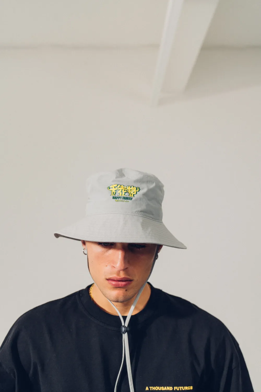 A Thousand Futures 'Happy Family' Wide Brim Bucket Hat - Nylon Grey