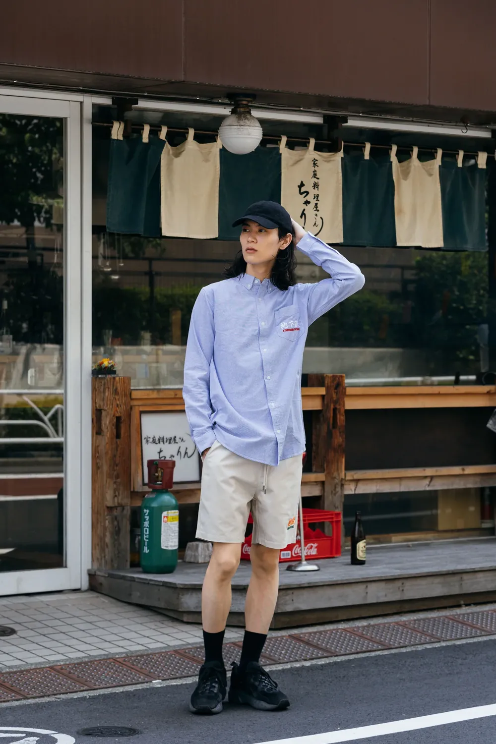 A Thousand Futures 'Logo' Cotton Oxford Shirt - Classic Blue