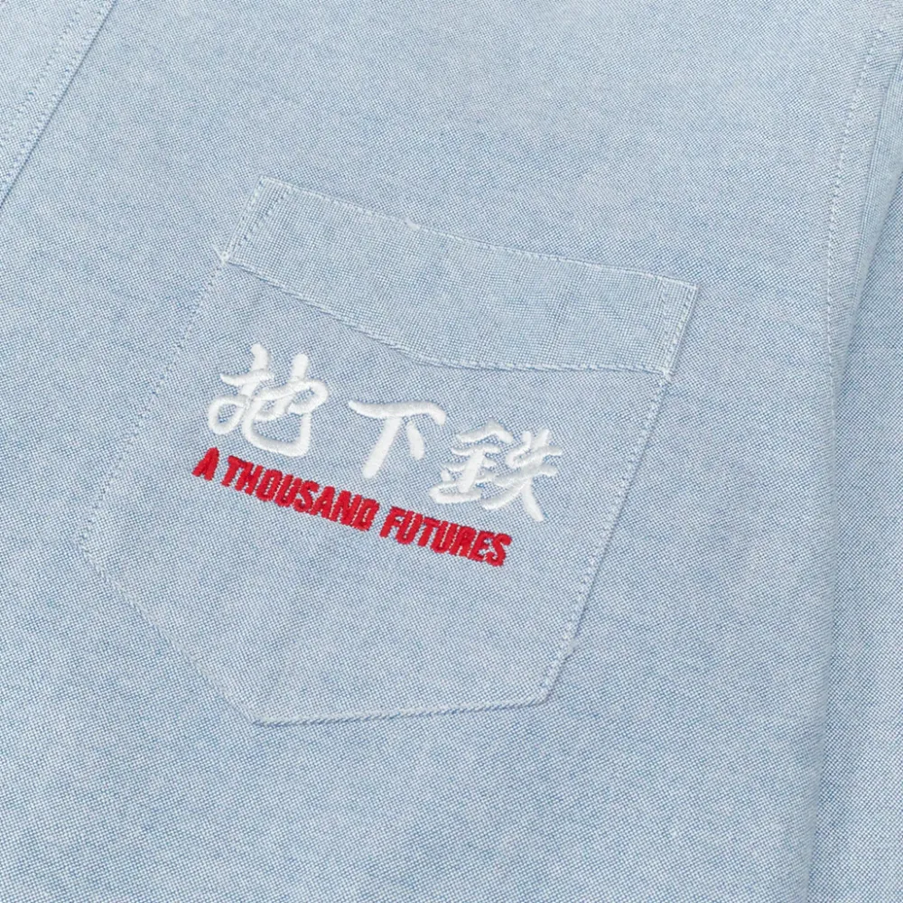 A Thousand Futures 'Logo' Cotton Oxford Shirt - Classic Blue