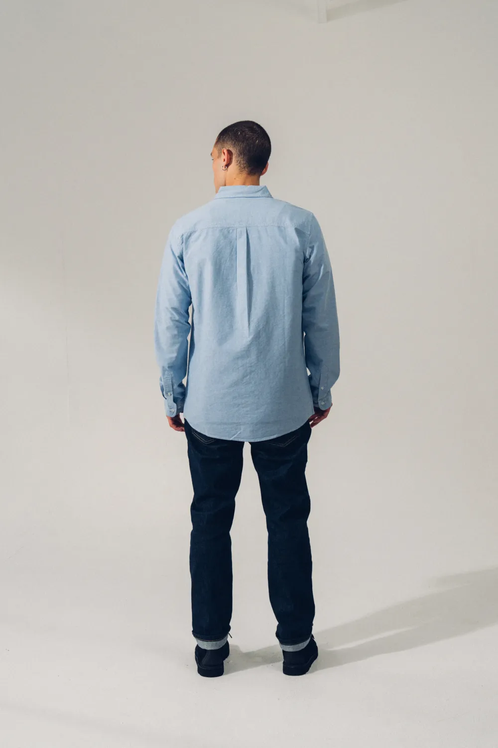 A Thousand Futures 'Logo' Cotton Oxford Shirt - Classic Blue