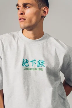 A Thousand Futures 'Logo' Embroidered Tee - Ash