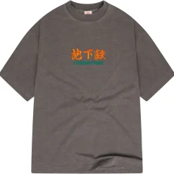 A Thousand Futures 'Logo' Embroidered Vintage Washed Tee - Charcoal