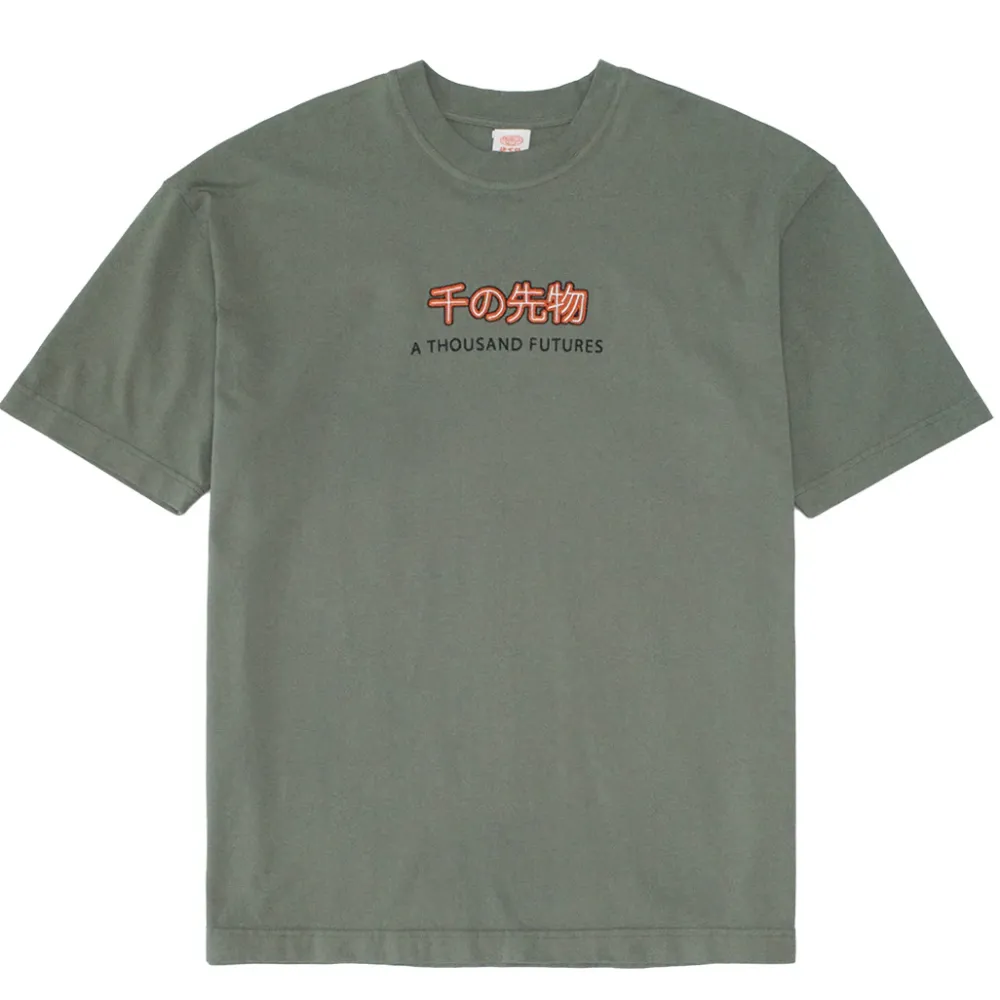 A Thousand Futures 'Logo' Embroidered Tee - Khaki