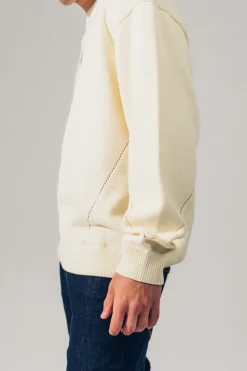 A Thousand Futures 'Logo Panel' Knit Sweater - Cream