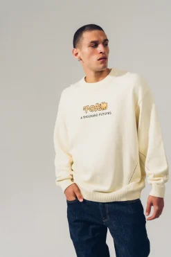 A Thousand Futures 'Logo Panel' Knit Sweater - Cream