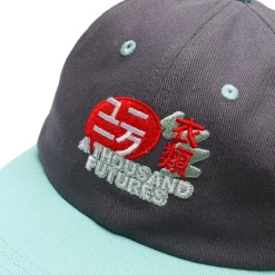 A Thousand Futures 'Lucky' Embroidered Cap - Charcoal / Mint