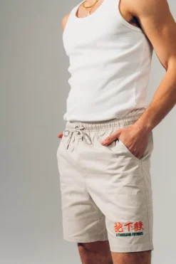 A Thousand Futures 'Lucky' Canvas Twill Shorts - Bone