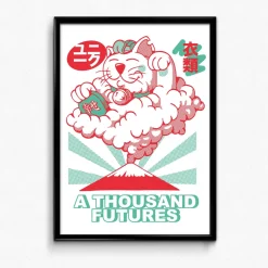 A Thousand Futures 'Lucky Cat' Art Print - White