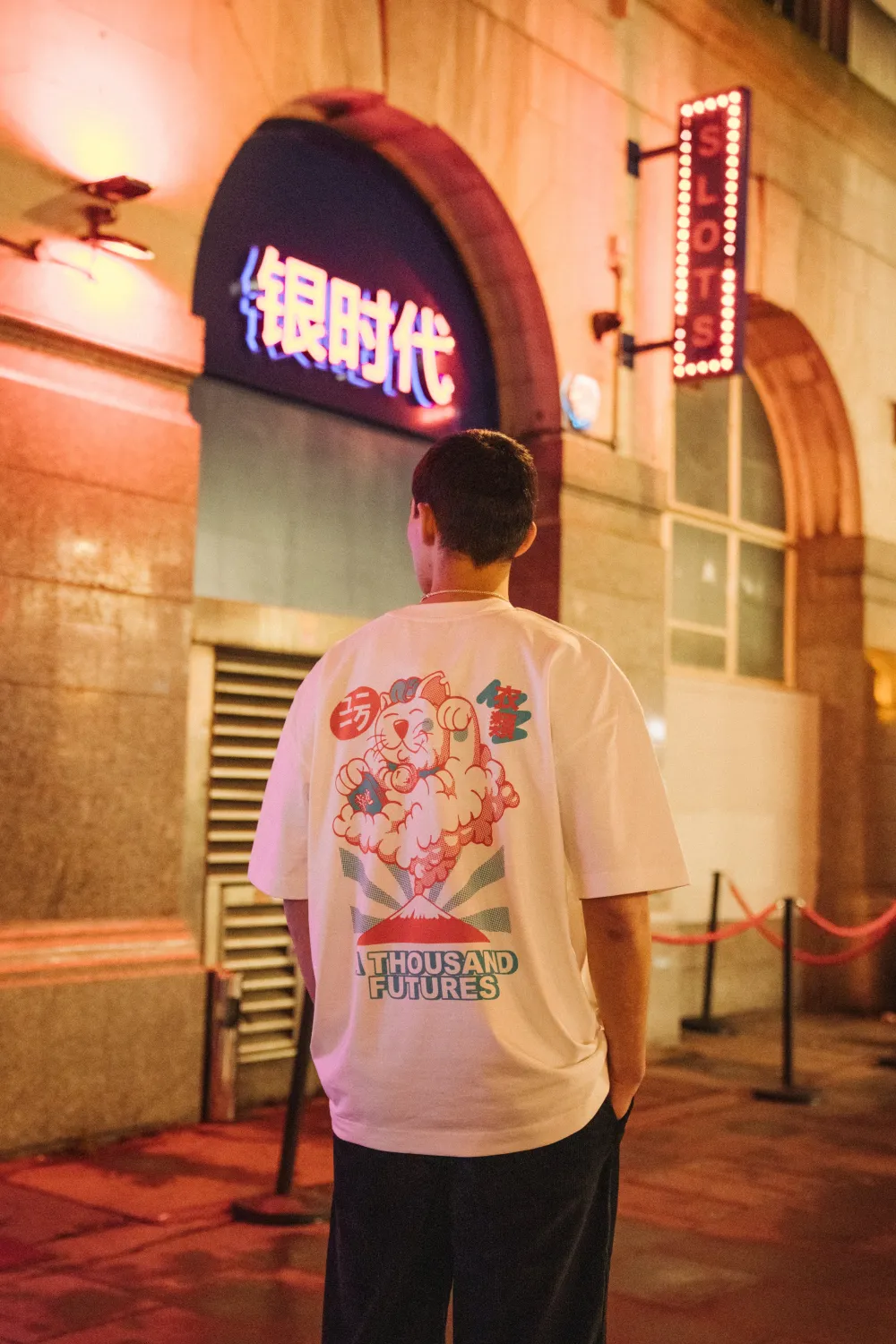 A Thousand Futures 'Lucky Cat' Tee - Vintage White