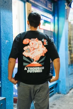 A Thousand Futures 'Lucky Cat' Tee - Black
