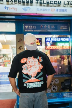 A Thousand Futures 'Lucky Cat' Tee - Black