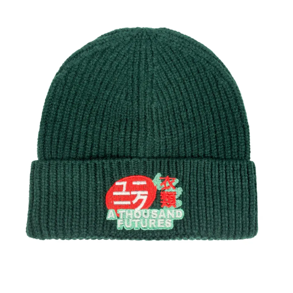 A Thousand Futures 'Lucky' Ribbed Beanie - Forest Green