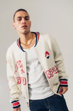 A Thousand Futures 'Ritual' Knit Zip Bomber - Beige