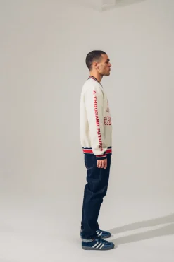 A Thousand Futures 'Ritual' Knit Zip Bomber - Beige