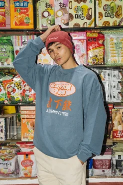 A Thousand Futures 'Subway' Vintage Washed Sweater - Petrol