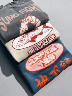 A Thousand Futures 'Sumo Fight' Vintage Washed Sweater - Charcoal