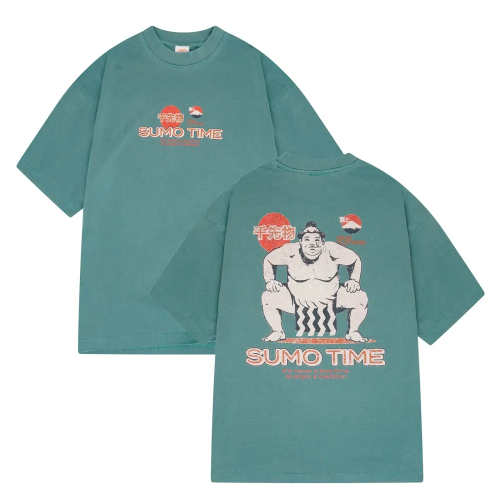 A Thousand Futures 'Sumo Time' Vintage Washed Tee - Pine