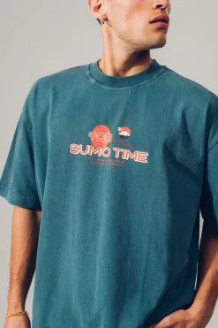 A Thousand Futures 'Sumo Time' Vintage Washed Tee - Pine