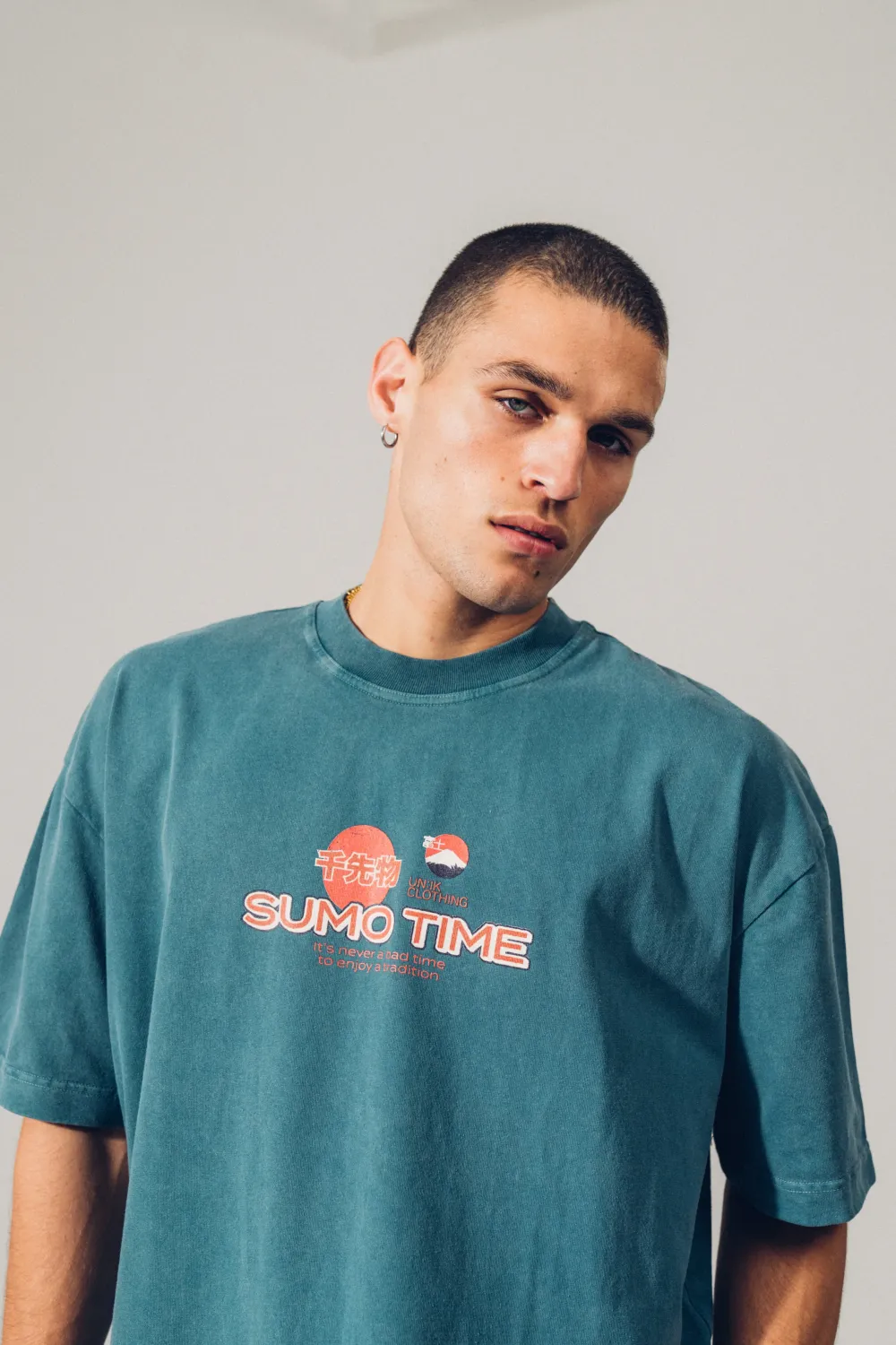A Thousand Futures 'Sumo Time' Vintage Washed Tee - Pine