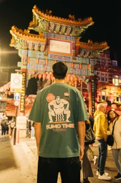 A Thousand Futures 'Sumo Time' Vintage Washed Tee - Pine