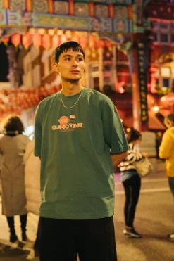 A Thousand Futures 'Sumo Time' Vintage Washed Tee - Pine