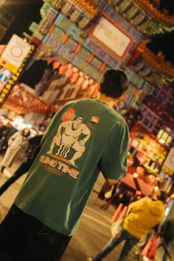 A Thousand Futures 'Sumo Time' Vintage Washed Tee - Pine