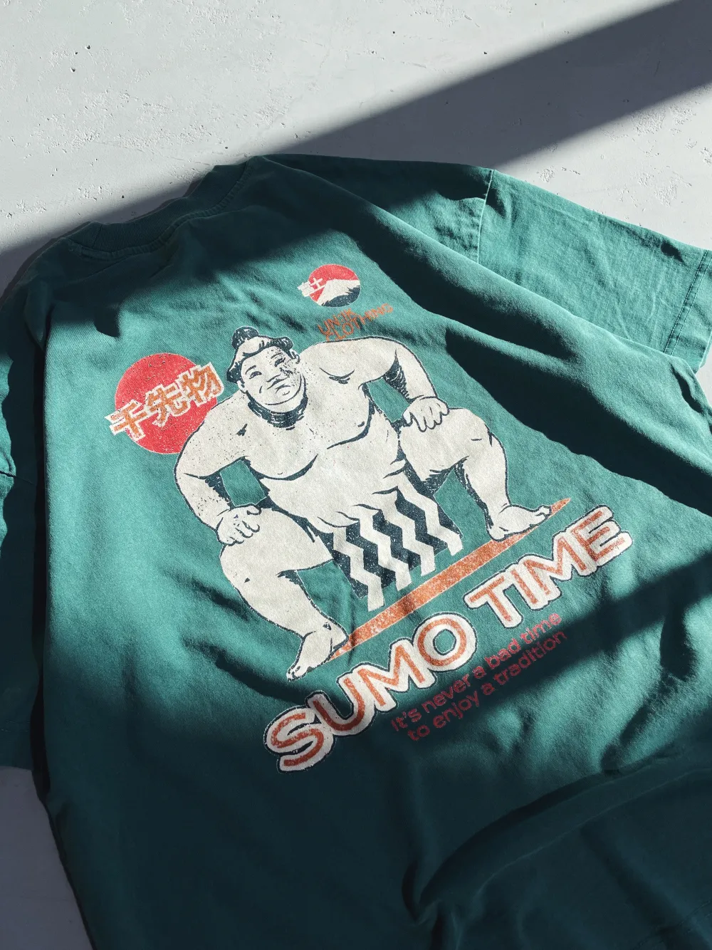 A Thousand Futures 'Sumo Time' Vintage Washed Tee - Pine