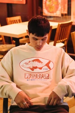 A Thousand Futures 'Sushi Lover' Vintage Washed Sweater - Sand