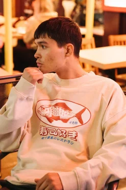 A Thousand Futures 'Sushi Lover' Vintage Washed Sweater - Sand