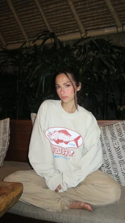 A Thousand Futures 'Sushi Lover' Vintage Washed Sweater - Sand