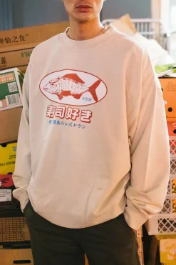 A Thousand Futures 'Sushi Lover' Vintage Washed Sweater - Sand