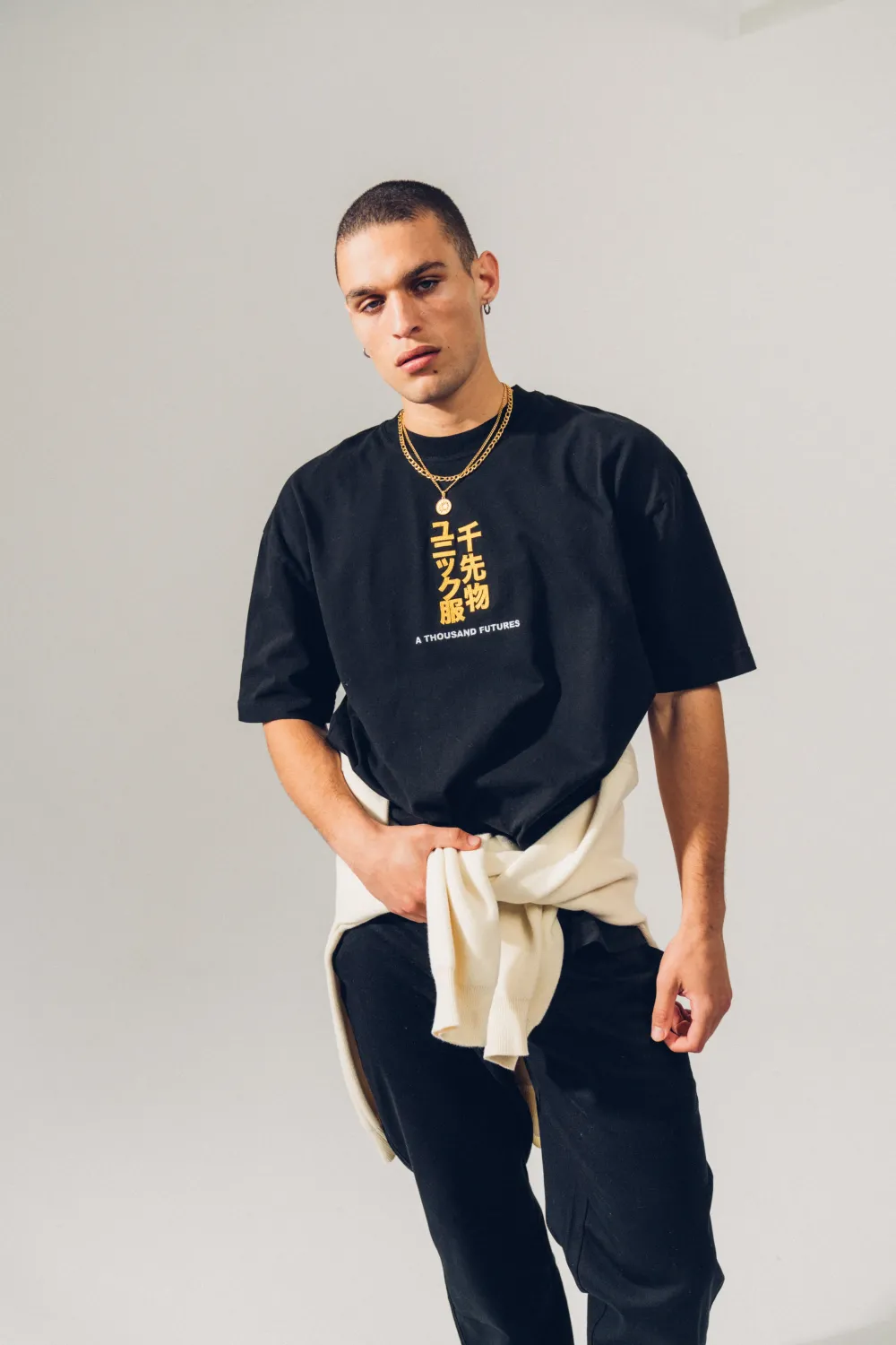 A Thousand Futures 'Tokyo' Embroidered Tee - Black