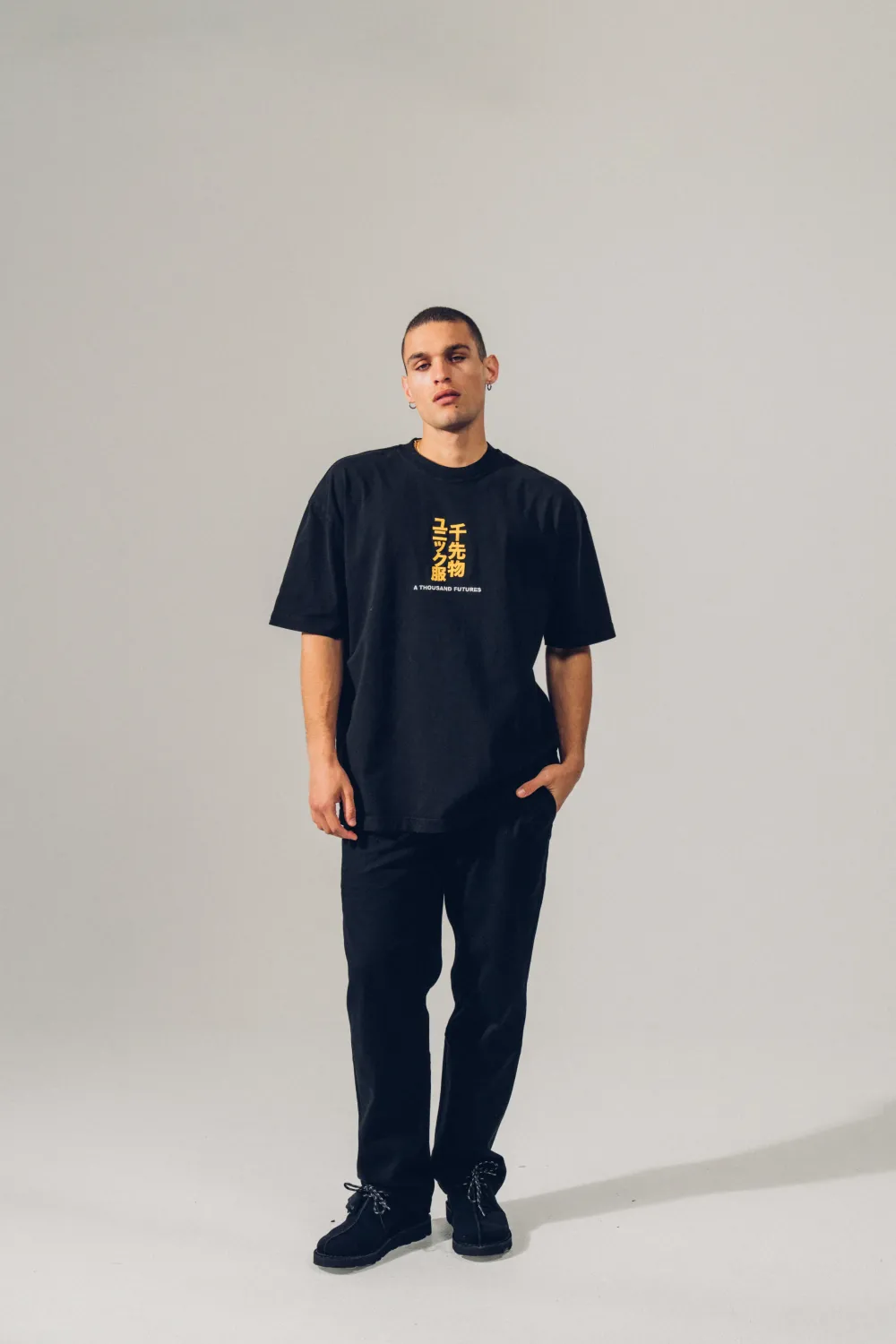 A Thousand Futures 'Tokyo' Embroidered Tee - Black