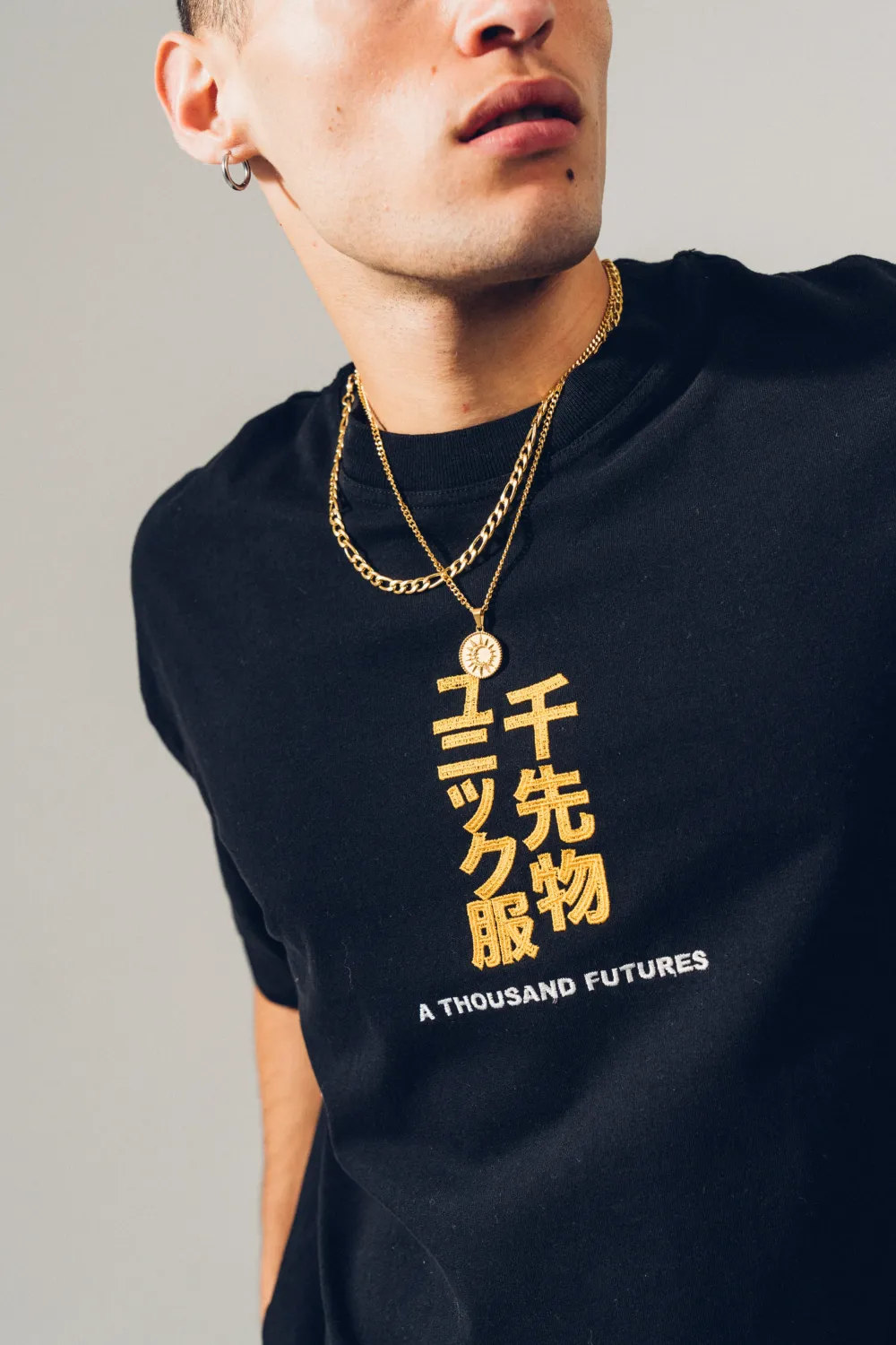 A Thousand Futures 'Tokyo' Embroidered Tee - Black