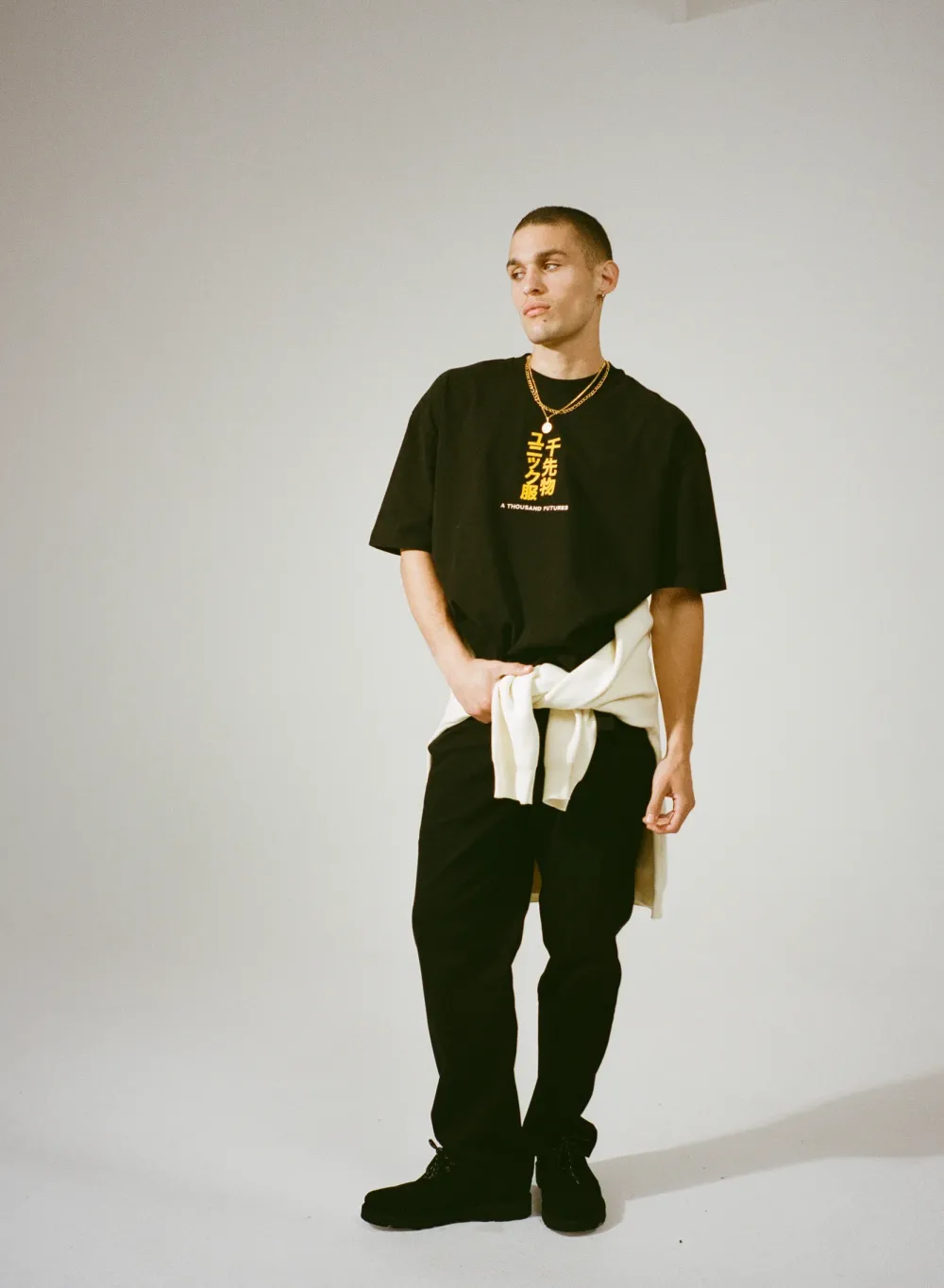 A Thousand Futures 'Tokyo' Embroidered Tee - Black