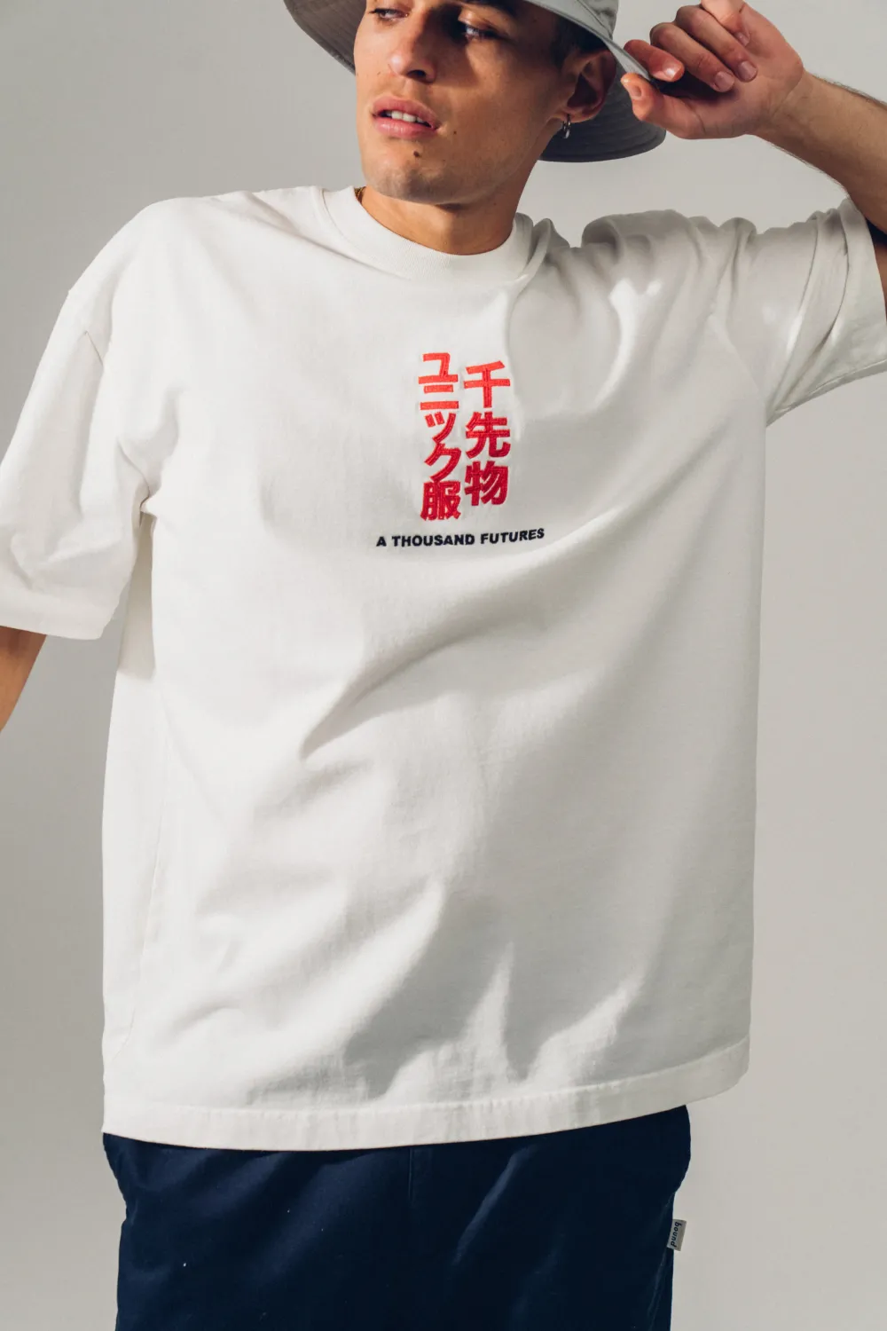 A Thousand Futures 'Tokyo' Embroidered Tee - White