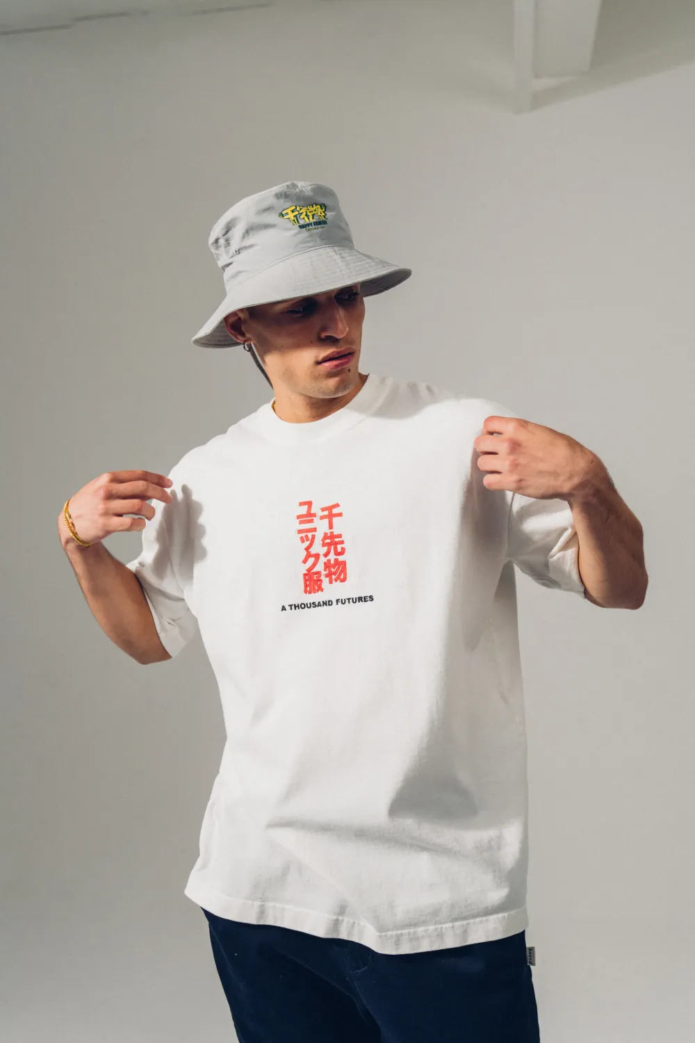 A Thousand Futures 'Tokyo' Embroidered Tee - White