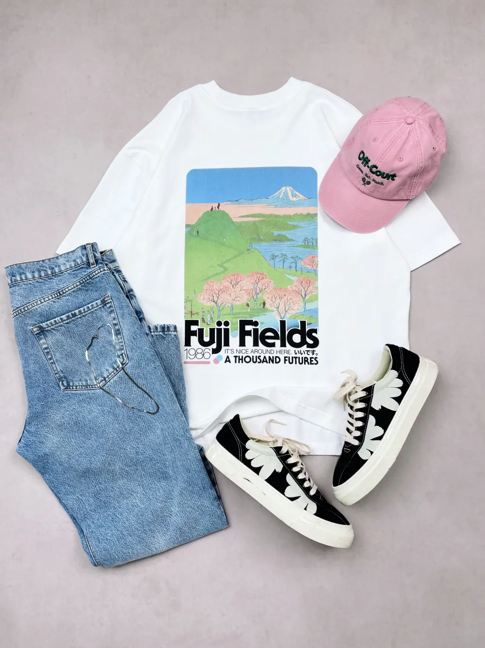 A Thousand Futures x GK 'Fuji Fields' Tee - White