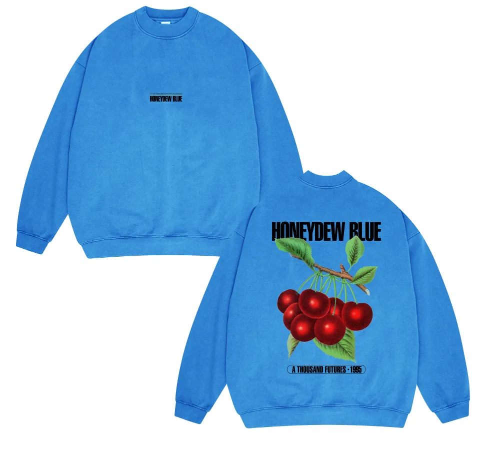 A Thousand Futures x GK 'Honeydew Blue' Vintage Washed Sweater - Cobalt Blue