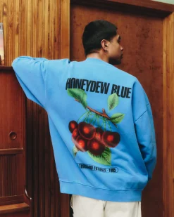 A Thousand Futures x GK 'Honeydew Blue' Vintage Washed Sweater - Cobalt Blue