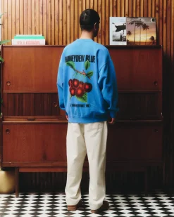 A Thousand Futures x GK 'Honeydew Blue' Vintage Washed Sweater - Cobalt Blue