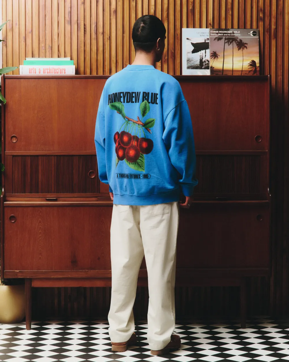A Thousand Futures x GK 'Honeydew Blue' Vintage Washed Sweater - Cobalt Blue