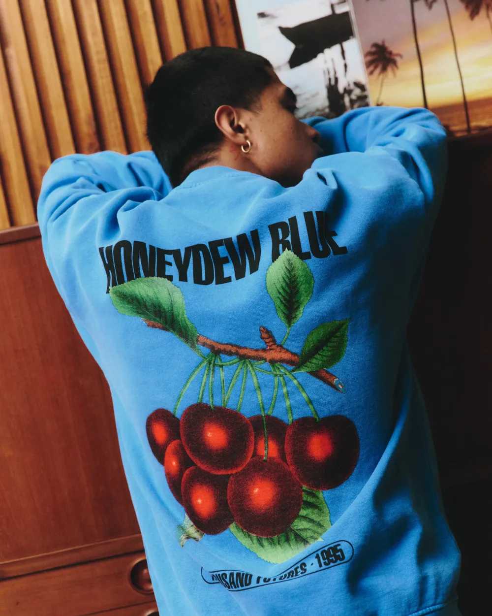A Thousand Futures x GK 'Honeydew Blue' Vintage Washed Sweater - Cobalt Blue