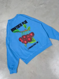 A Thousand Futures x GK 'Honeydew Blue' Vintage Washed Sweater - Cobalt Blue