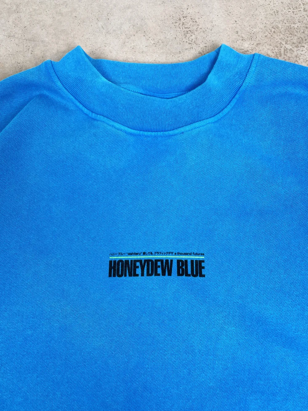 A Thousand Futures x GK 'Honeydew Blue' Vintage Washed Sweater - Cobalt Blue