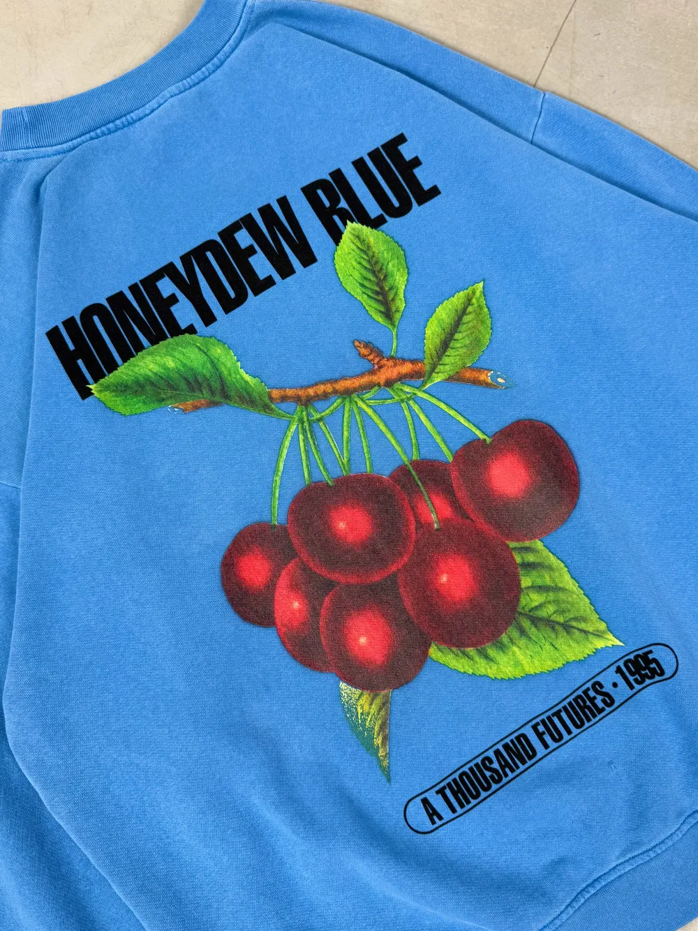 A Thousand Futures x GK 'Honeydew Blue' Vintage Washed Sweater - Cobalt Blue
