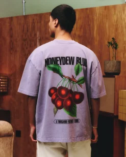 A Thousand Futures x GK 'Honeydew Blue' Vintage Washed Tee - Mauve